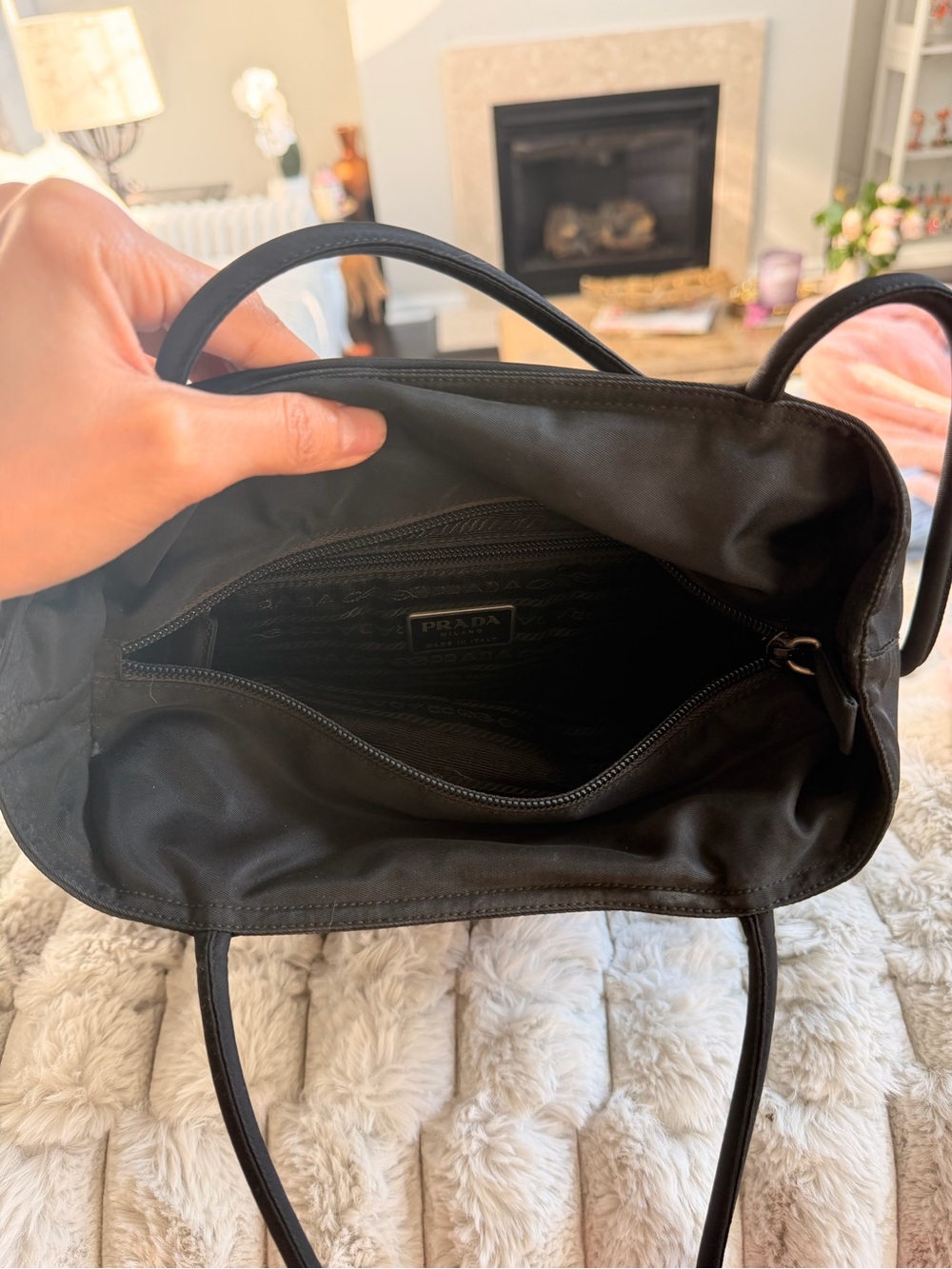 Prada Black Nylon Tote with Triangle Logo - Picture 4 of 10